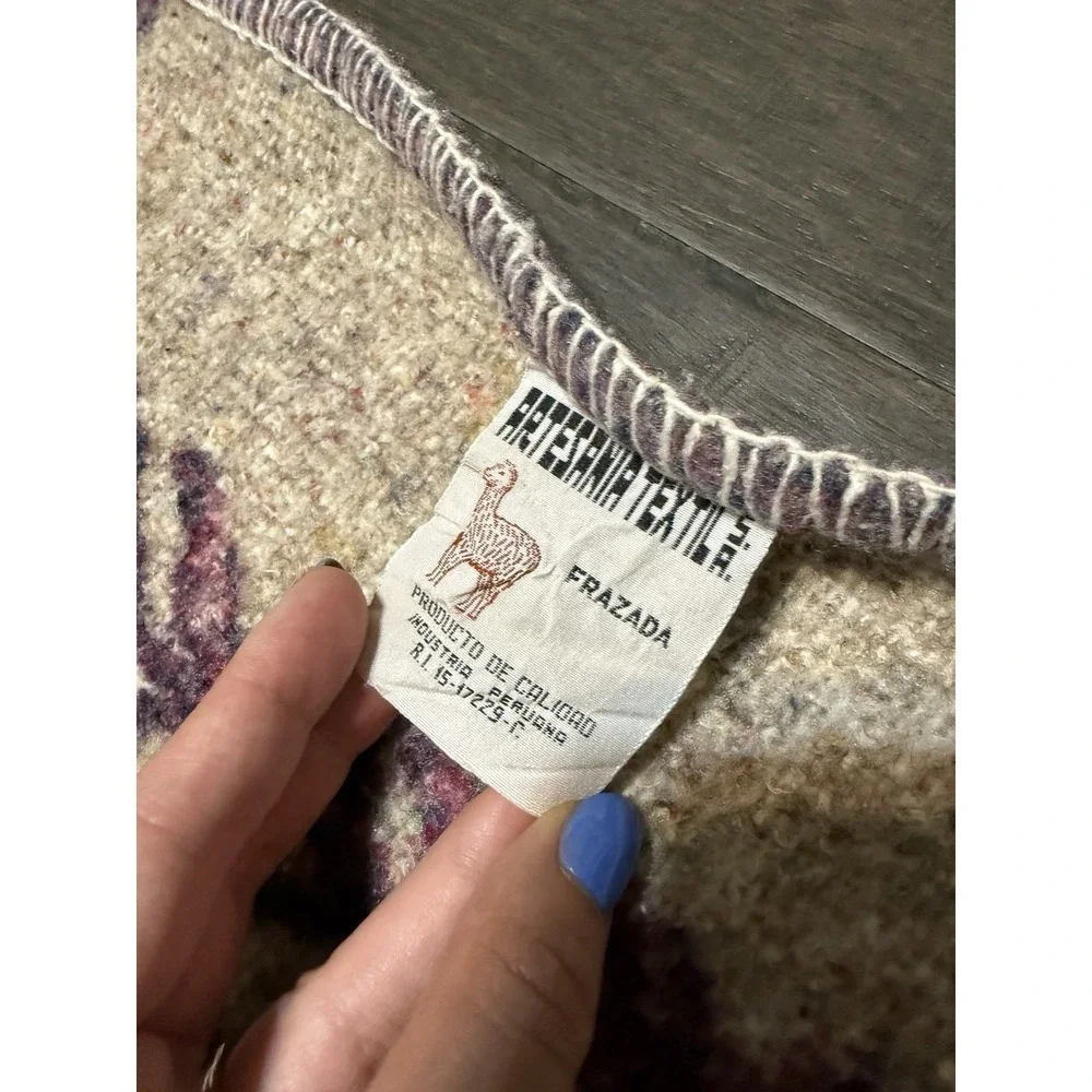 Vintage Artesania Textil Peru Tiger Blanket Full Throw Reversible 61